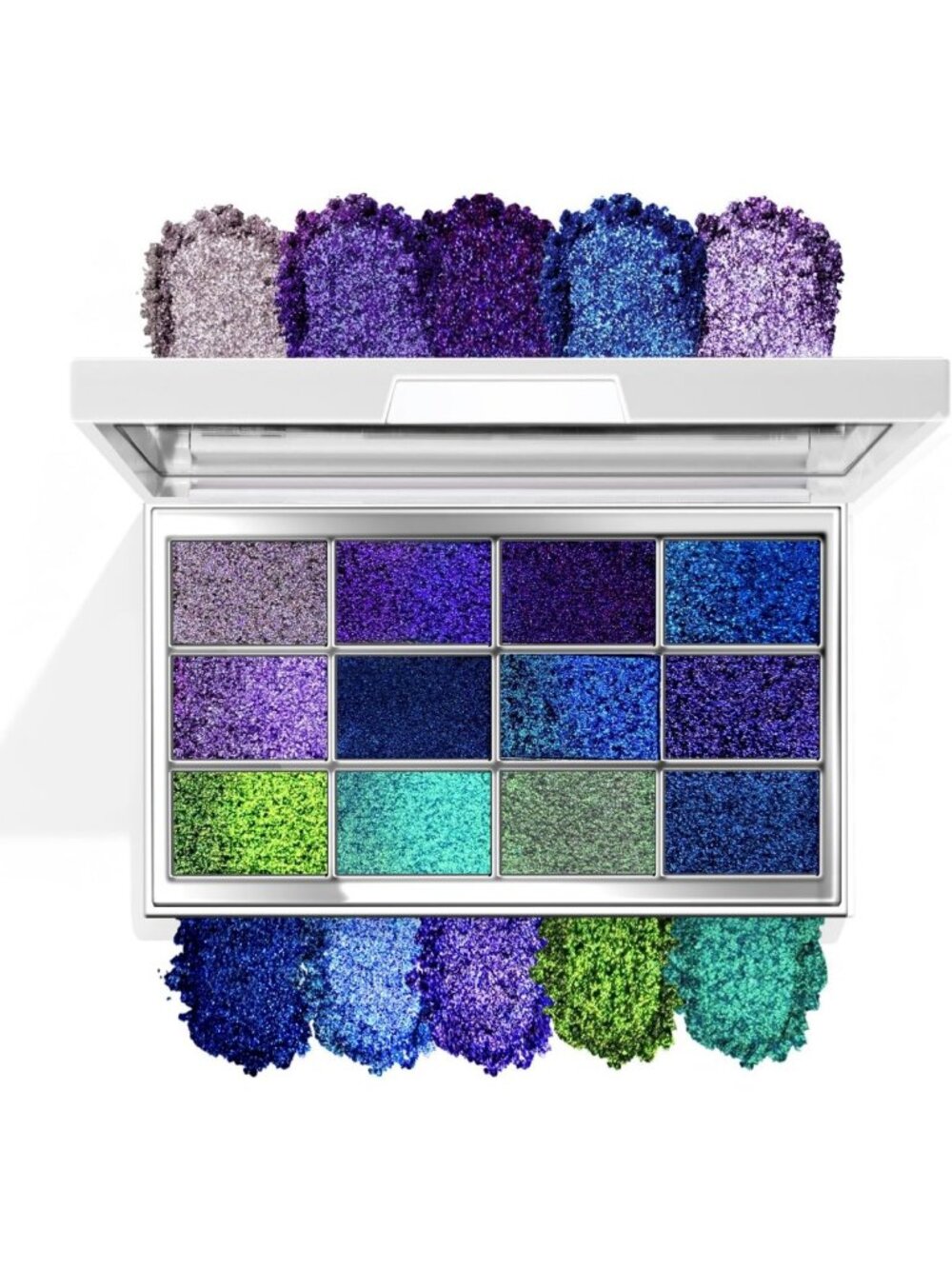 12-Color Multichrome Eyeshadow Palette | Holographic Glitter & Shimmer Makeup